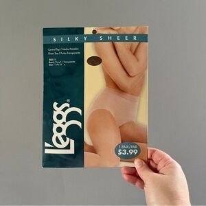 Vintage Leggs Pantyhose Control Top Sheer Tie Barely There Size B